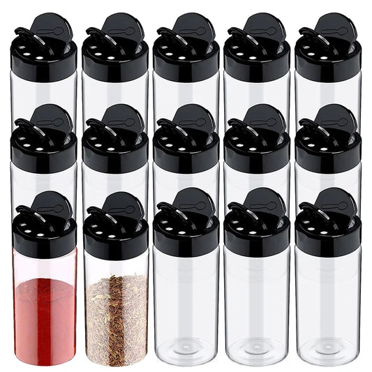 Clear Plastic Spice Jar with Shaker Lids Kitchen Seasoning Containers for Kitchen Storing Spice Powders JT198