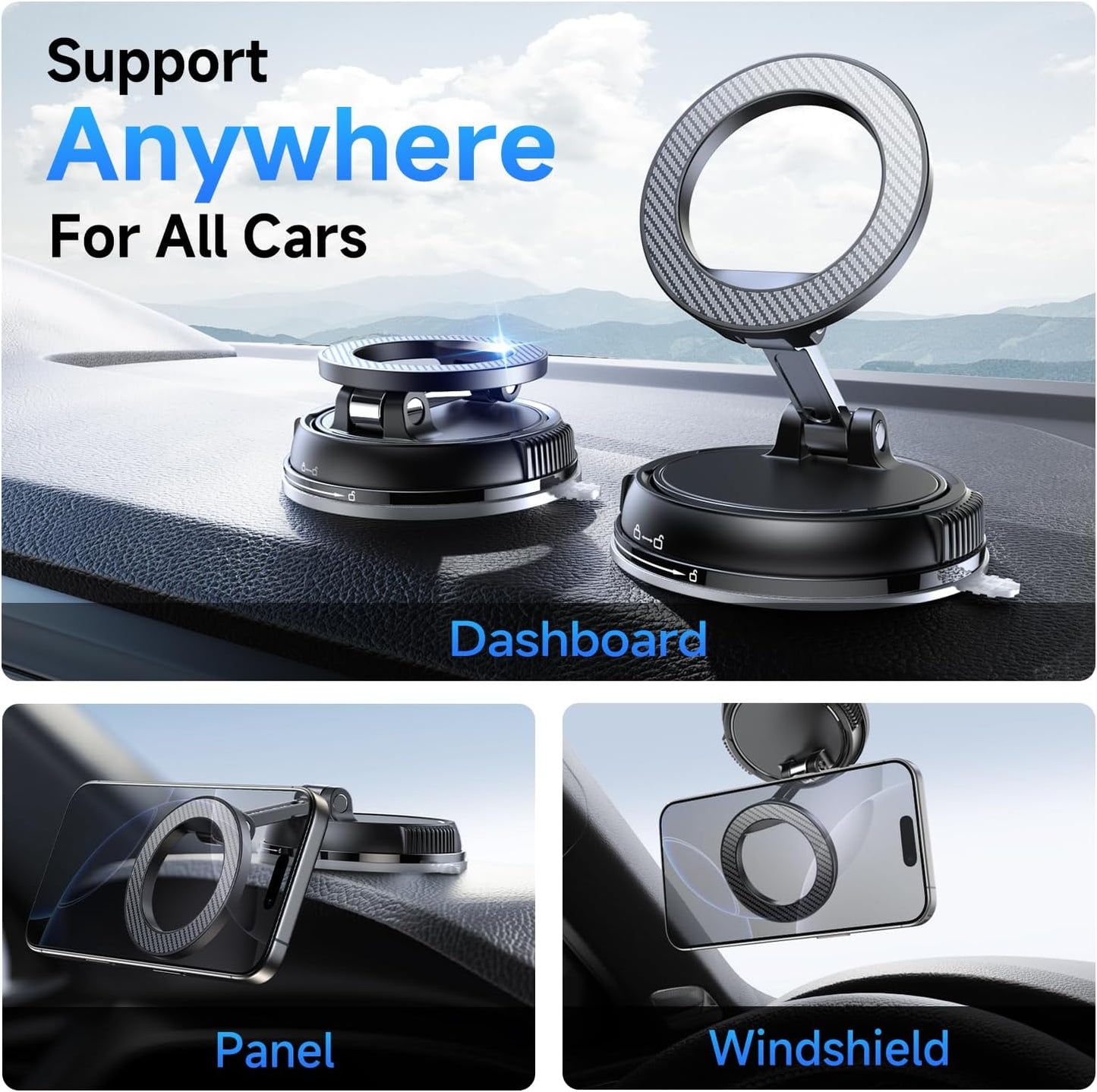 MagSafe Car Phone Holder – Ultra-Strong Magnetic Suction & 360° Adjustable Mount