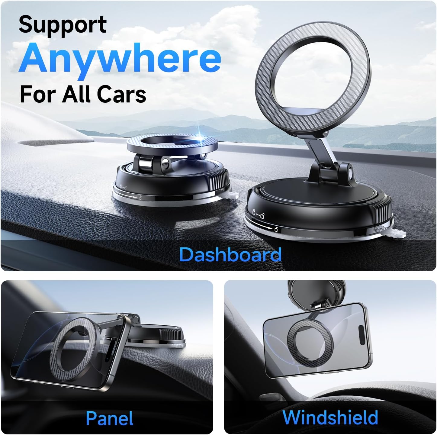 MagSafe Car Phone Holder – Ultra-Strong Magnetic Suction & 360° Adjustable Mount