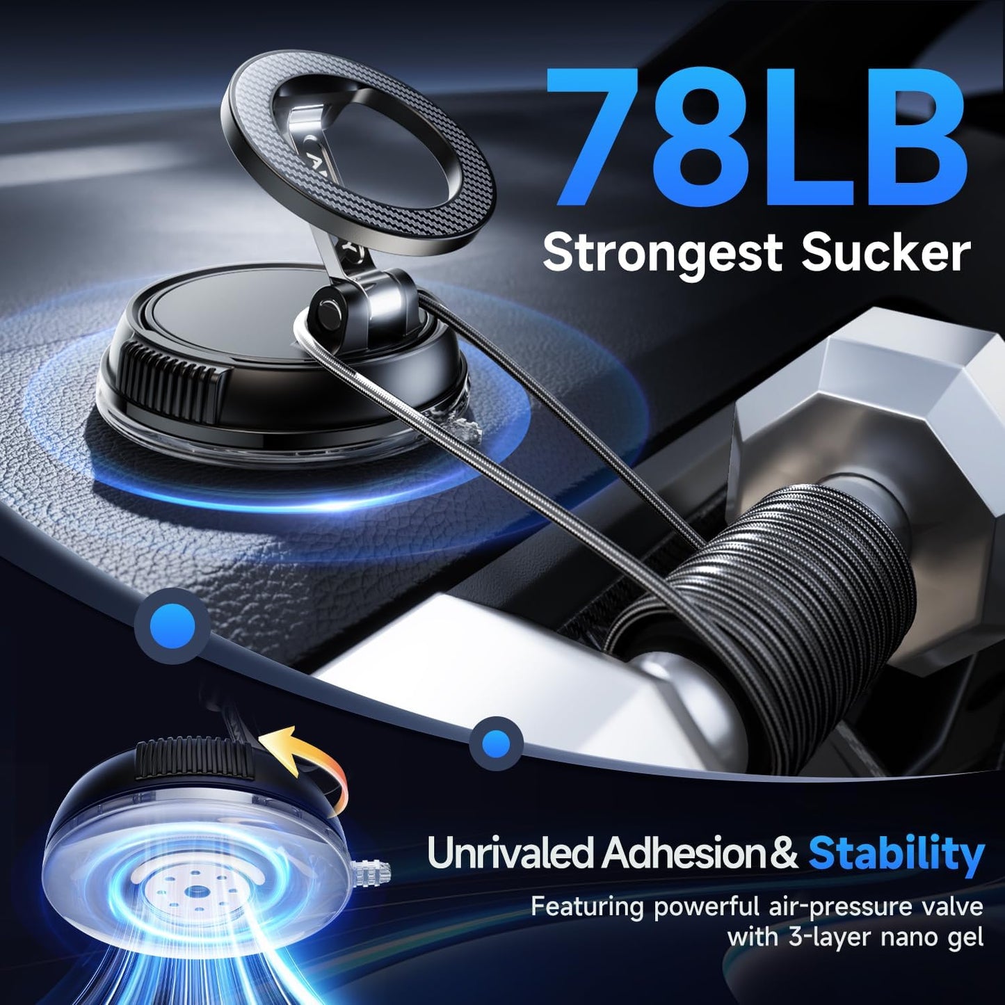 MagSafe Car Phone Holder – Ultra-Strong Magnetic Suction & 360° Adjustable Mount