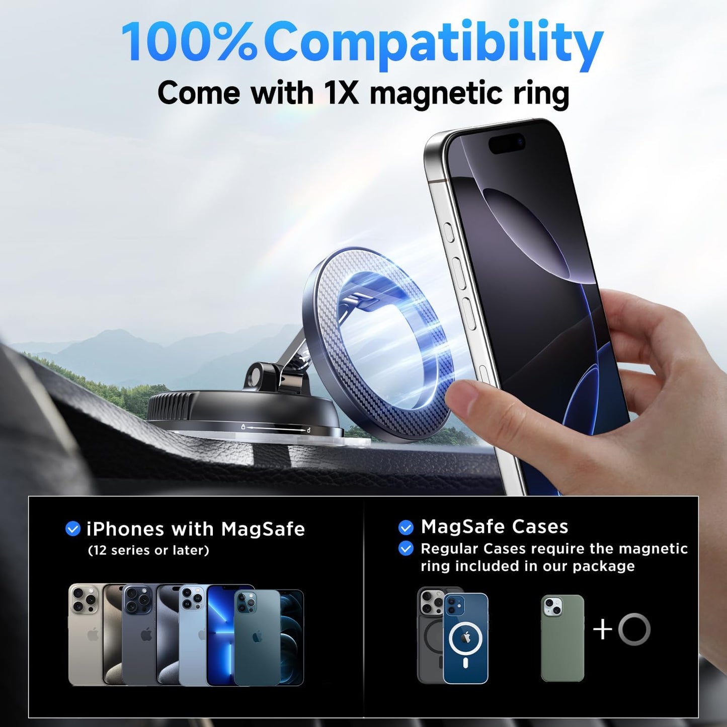 MagSafe Car Phone Holder – Ultra-Strong Magnetic Suction & 360° Adjustable Mount