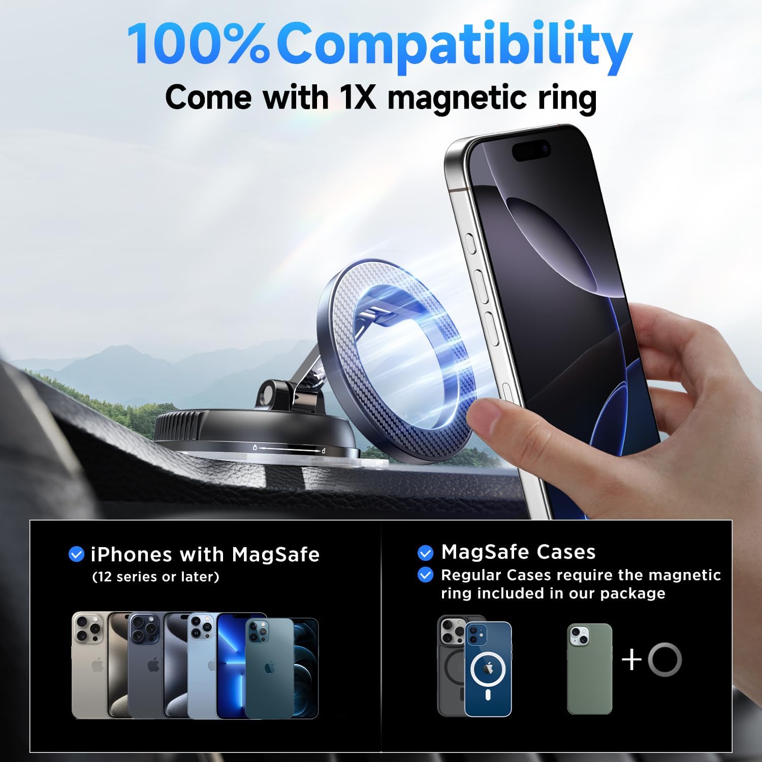 MagSafe Car Phone Holder – Ultra-Strong Magnetic Suction & 360° Adjustable Mount