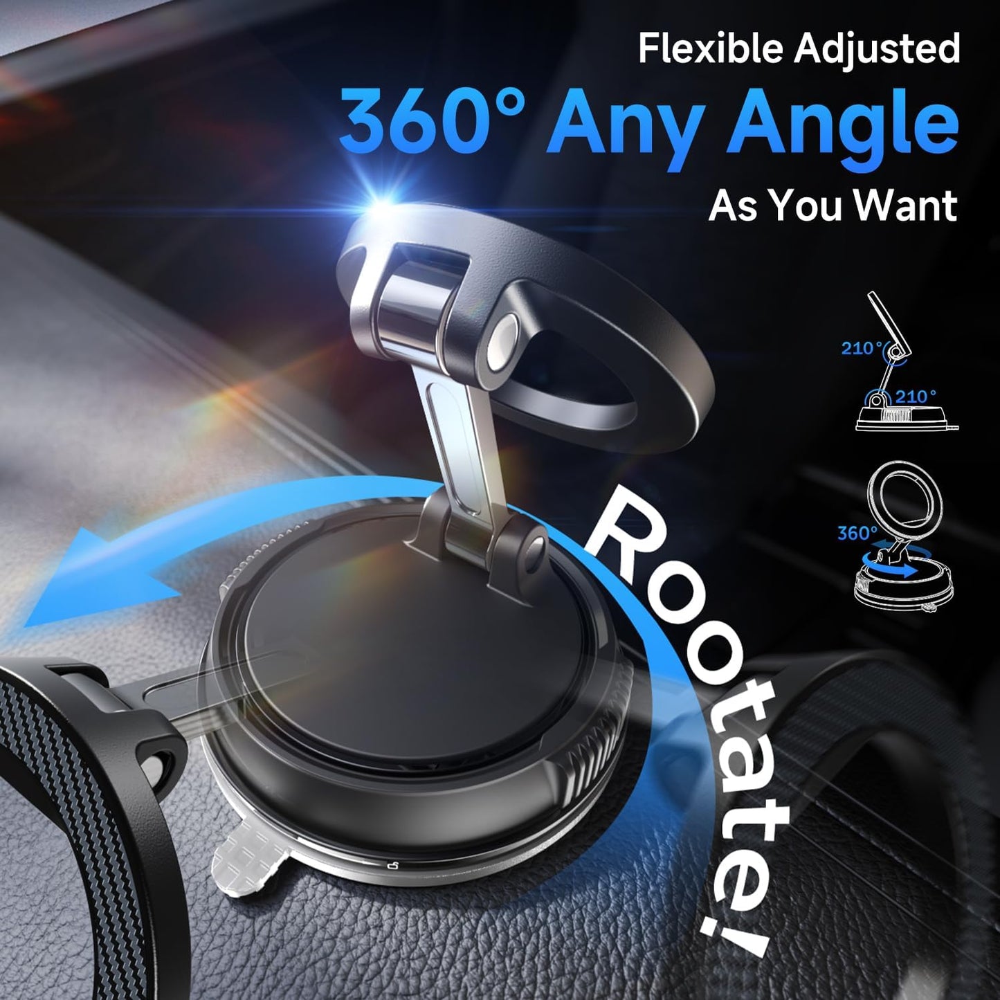MagSafe Car Phone Holder – Ultra-Strong Magnetic Suction & 360° Adjustable Mount