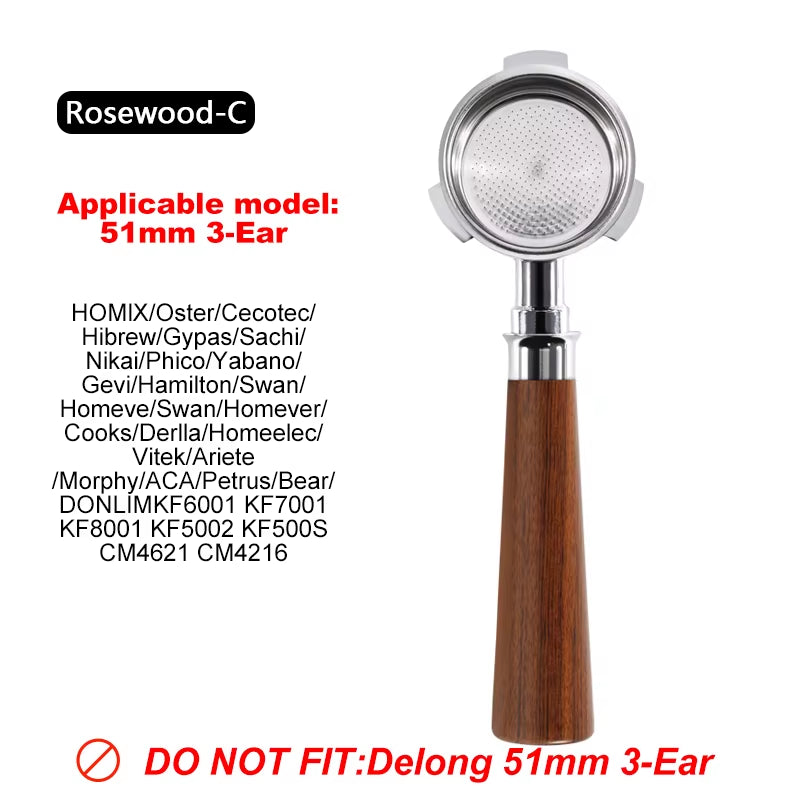 51Mm 3 Ears Bottomless Coffee Portafilter for Homix H11 Oster Cecotec Hibrew Espresso Machine Stainless Steel Coffee Filter Tool