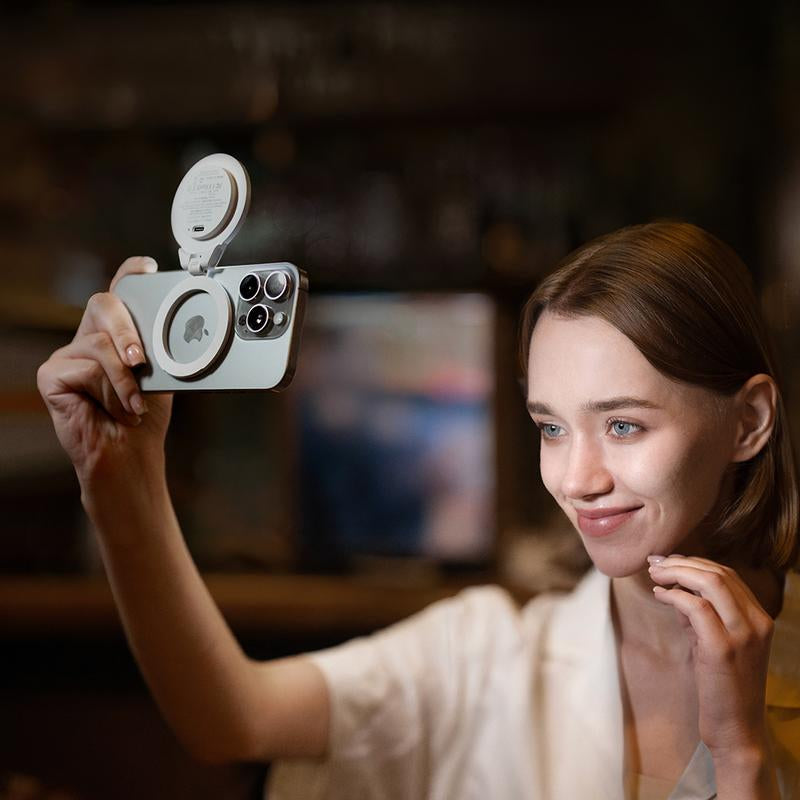 PGYTECH Magglow Phone Fill Light Slim Magnetic for Iphone & Android, 34 Leds, 3 Color Temperatures, Adjustable Brightness, Portable Magsafe-Compatible Selfie Light