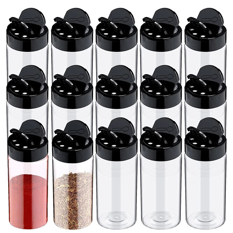 Clear Plastic Spice Jar with Shaker Lids Kitchen Seasoning Containers for Kitchen Storing Spice Powders JT198