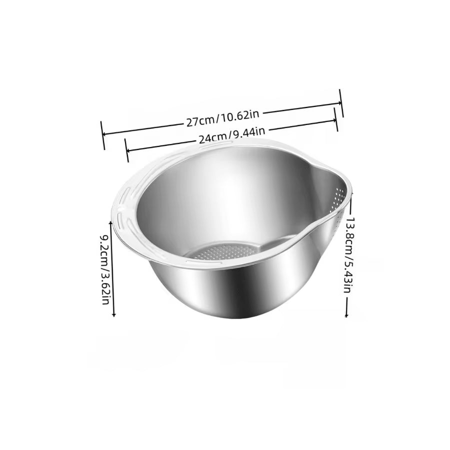 Rice Vegetable Washing Basket Strainer Stainless Steel Bowl Tray Wash Basin Accessories Drain Basket for Kitchen