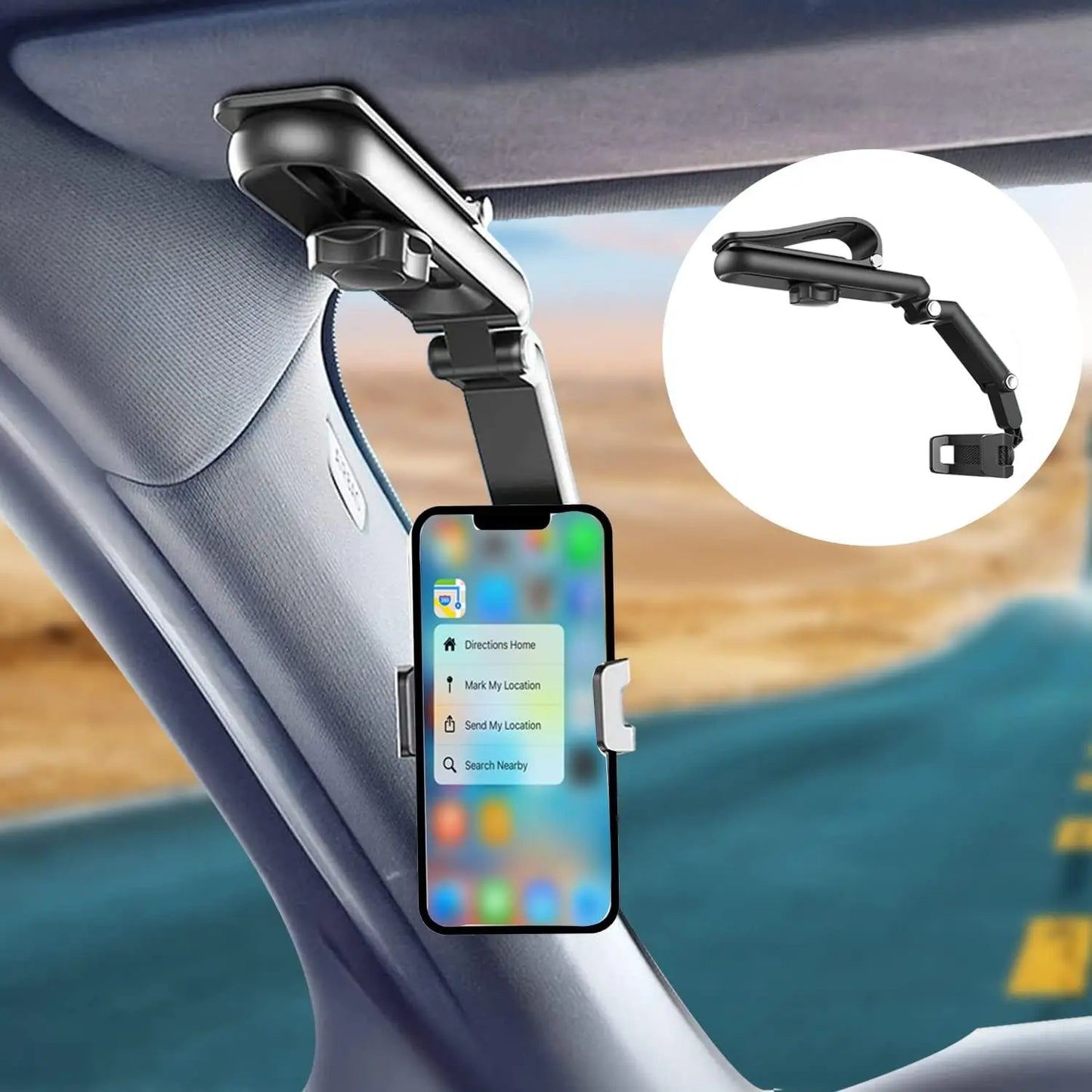 Sun Visor Phone Mount – 360° Adjustable Car Holder for All Smartphones