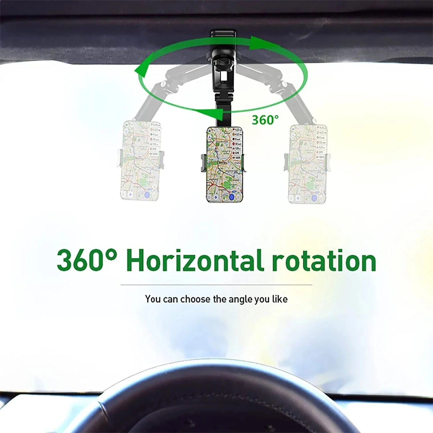Sun Visor Phone Mount – 360° Adjustable Car Holder for All Smartphones