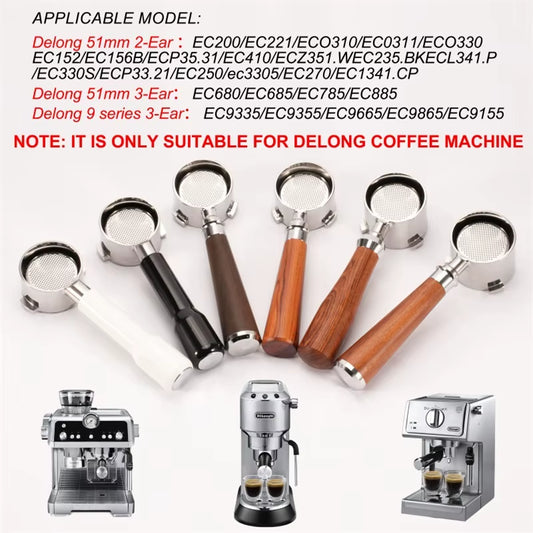 51Mm Coffee Bottomless Portafilter for Delonghi EC680 EC310 Replacement Filter Basket Espresso Machine Handle Cafe Accessories