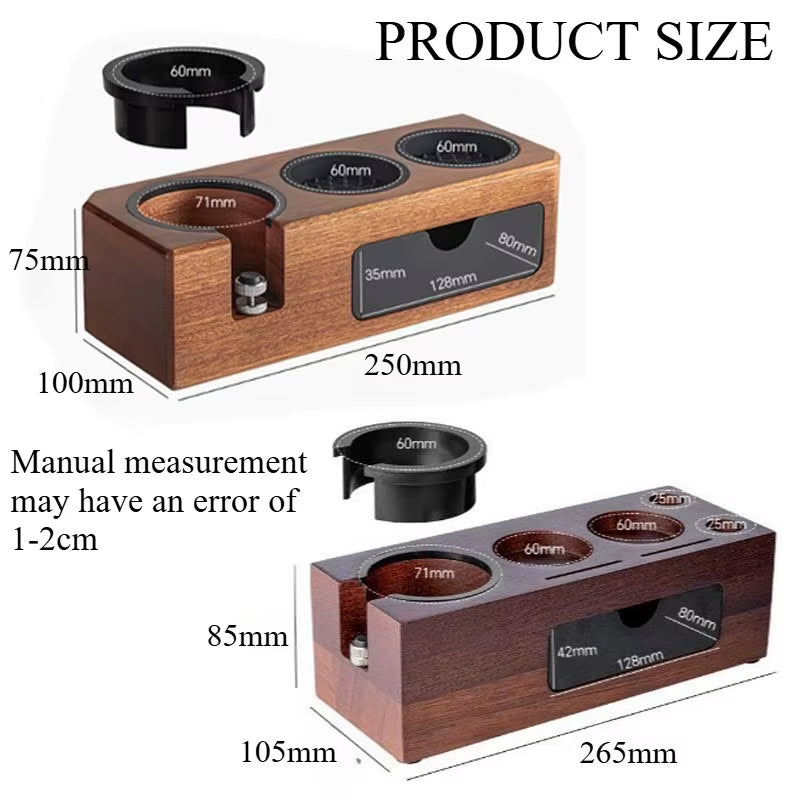 51-58MM Espresso Tamper Station Wooden Coffee Tamper Station with Silicone Mat Anti-Slip Coffee Tamper Holder Barista Accessory