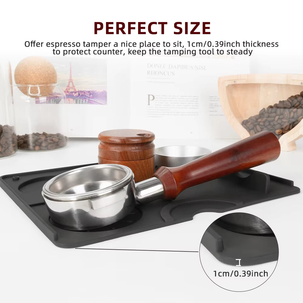 Espresso Tamping Mat Tamping Station Silicone Coffee Tamper Mat Espresso Tamper Station for Baristas Non-Slip Silicone