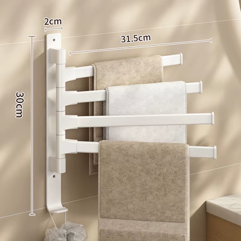 Bathroom Towel Rack Rotatable Towel Holder Space Aluminum 2/3/4/5-Bar Towel Hanger Kitchen Shelf Paper Hanging Wall Mounted