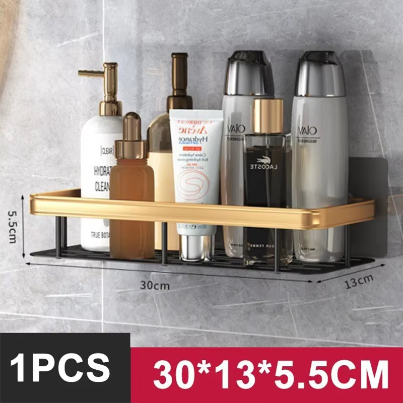 Bathroom Shelf Kitchen Storage Organizer Aluminum Alloy Shampoo Rack Shower Shelf Bathroom Accessories No Drill Shelf