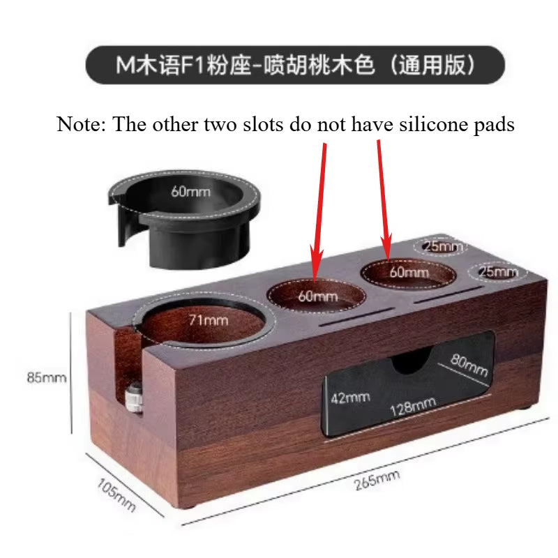 51-58MM Espresso Tamper Station Wooden Coffee Tamper Station with Silicone Mat Anti-Slip Coffee Tamper Holder Barista Accessory
