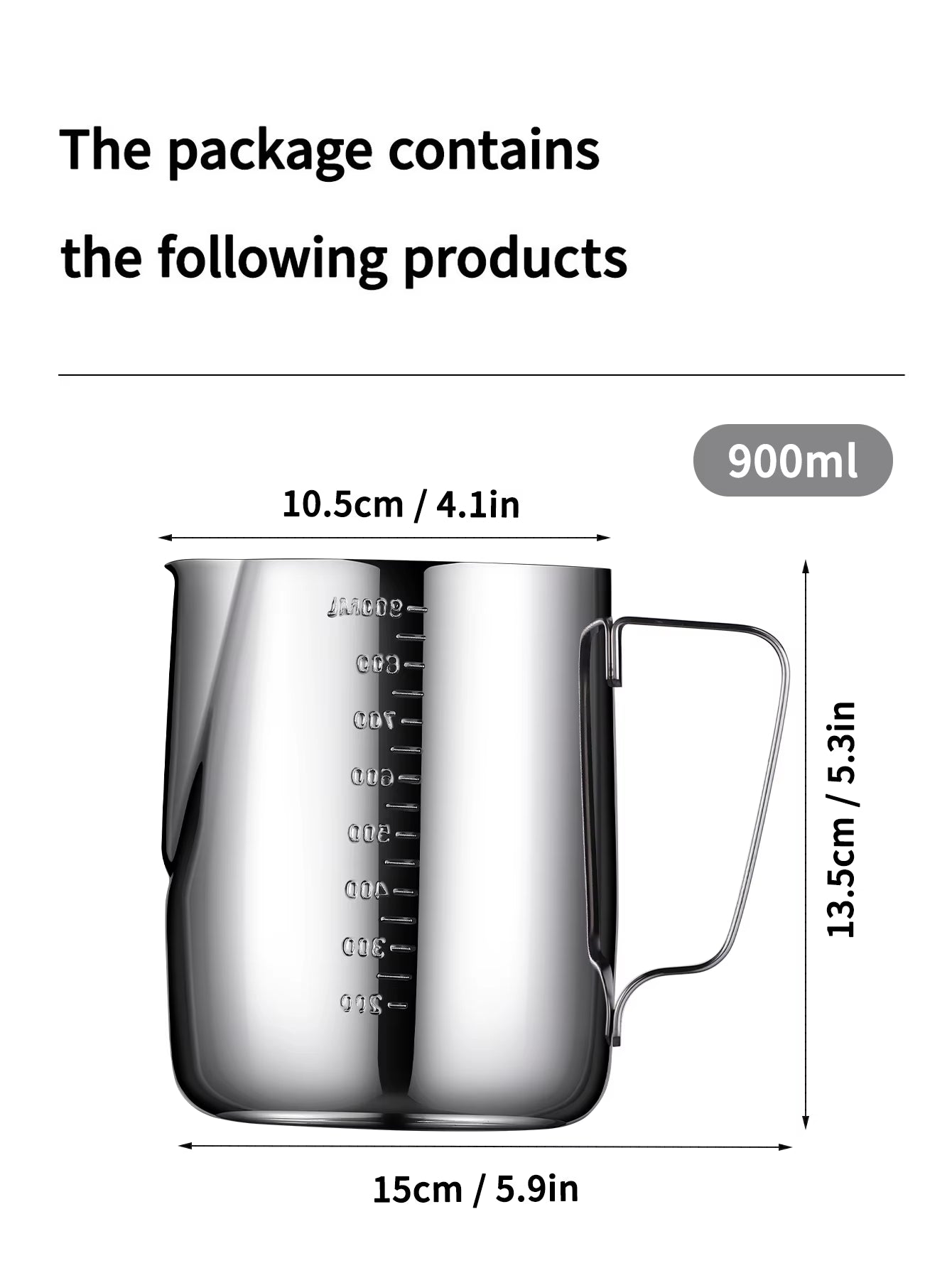 Stainless Steel Milk Frother Jug with Scale Espresso Coffee Milk Frothing for Kitchen Coffee Accessories