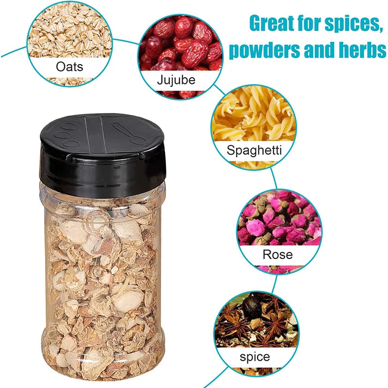 Clear Plastic Spice Jar with Shaker Lids Kitchen Seasoning Containers for Kitchen Storing Spice Powders JT198