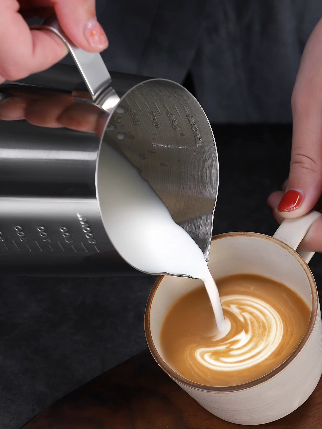 Stainless Steel Milk Frother Jug with Scale Espresso Coffee Milk Frothing for Kitchen Coffee Accessories
