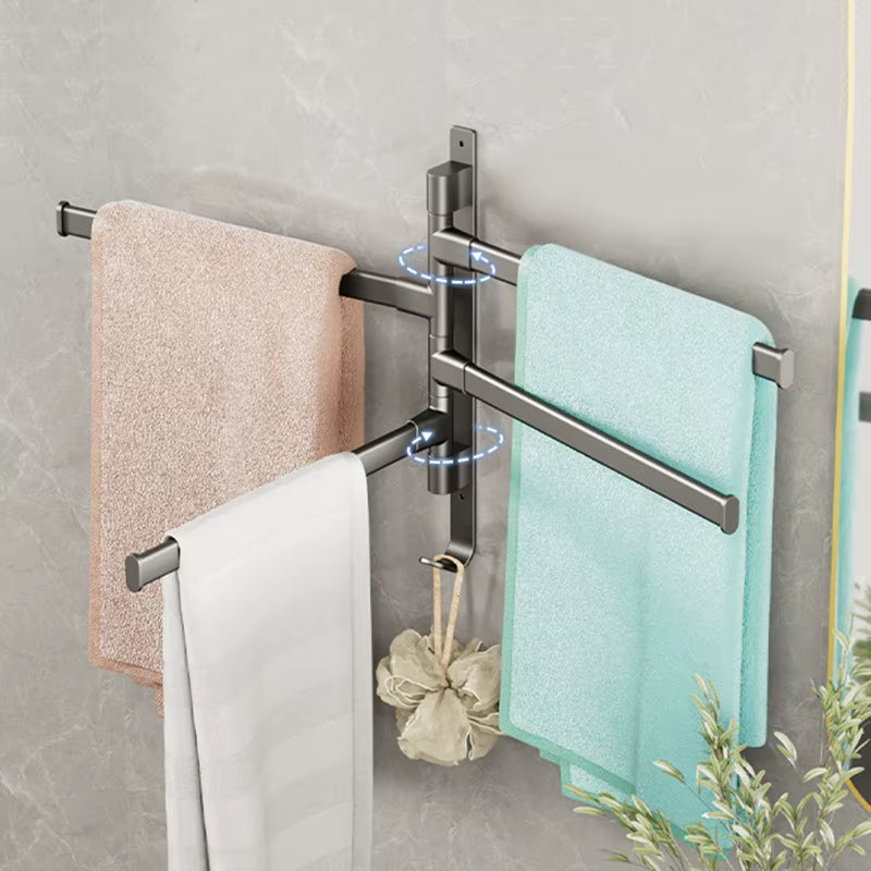 Bathroom Towel Rack Rotatable Towel Holder Space Aluminum 2/3/4/5-Bar Towel Hanger Kitchen Shelf Paper Hanging Wall Mounted