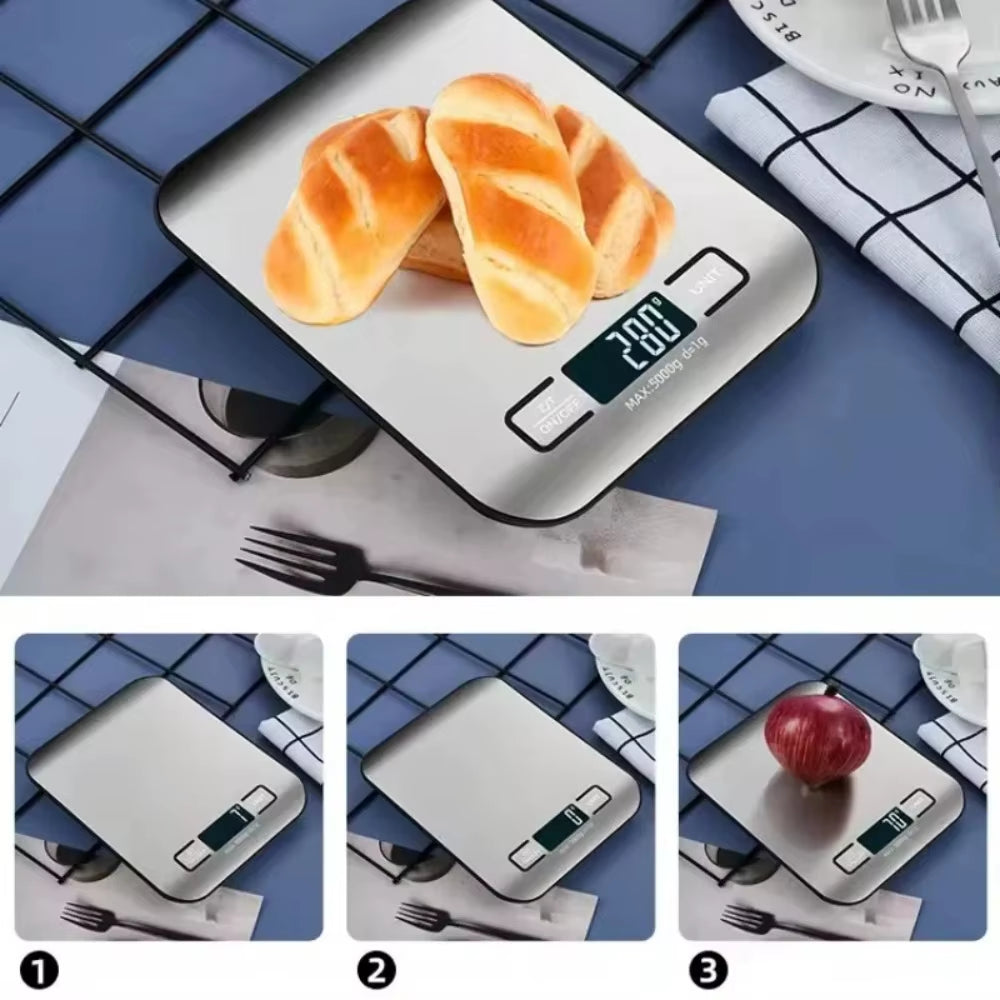 Home Kitchen Digital Scale with LED Display, 10Kg/1G, Stainless Steel Panel Electronic Scale, Jewelry Snack Weighing Baking Tool