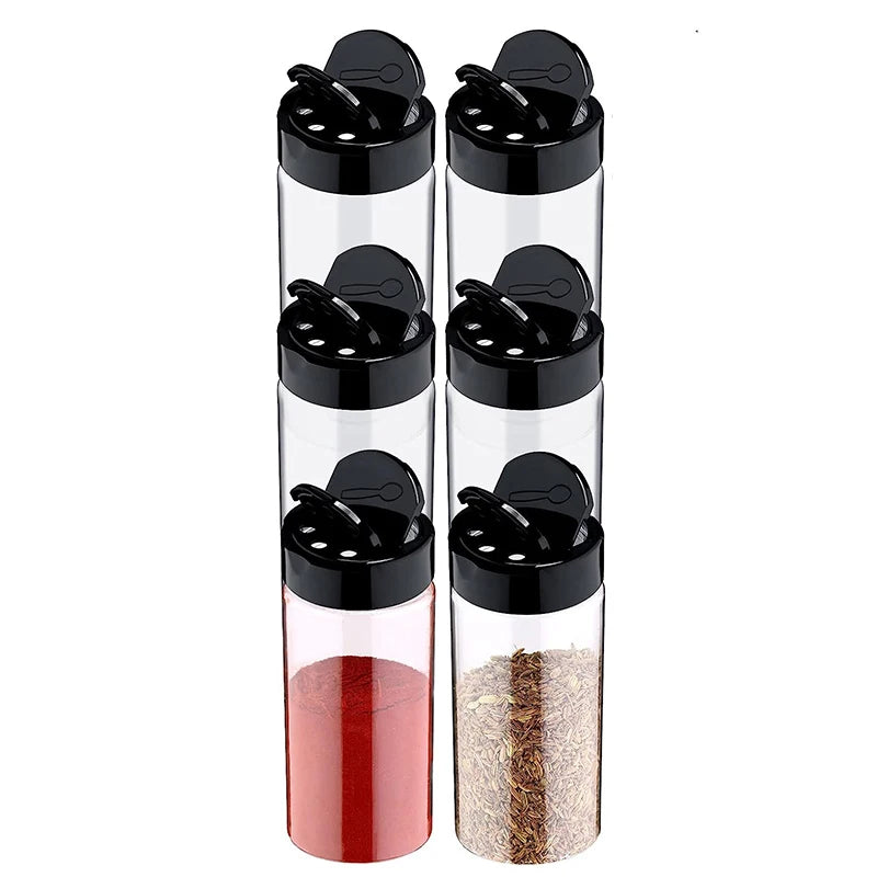 Clear Plastic Spice Jar with Shaker Lids Kitchen Seasoning Containers for Kitchen Storing Spice Powders JT198