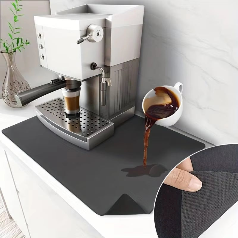 1Pc Coffee Mat Coffee Bar Accessories Absorbent Dish Drying Mat for Kitchen Counter Microfiber Fit under Coffee Machine Coffee