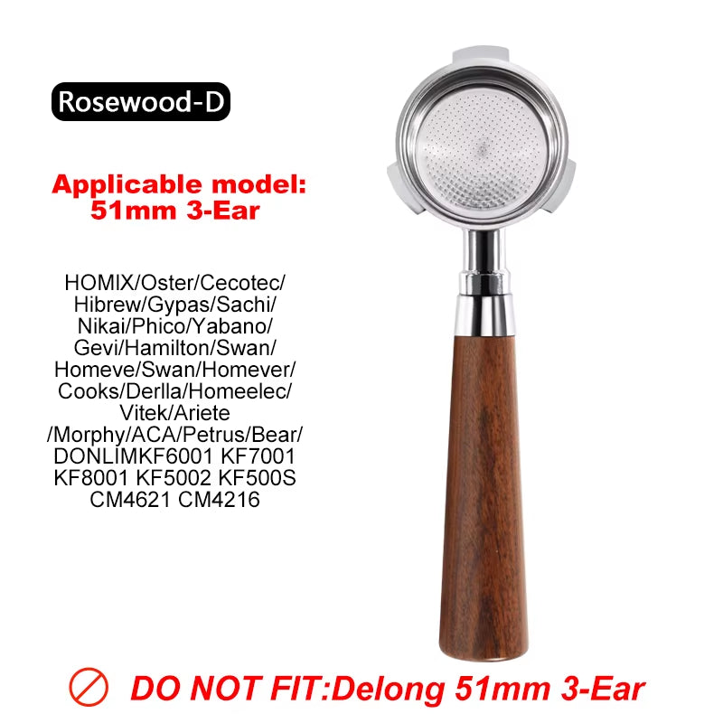 51Mm 3 Ears Bottomless Coffee Portafilter for Homix H11 Oster Cecotec Hibrew Espresso Machine Stainless Steel Coffee Filter Tool