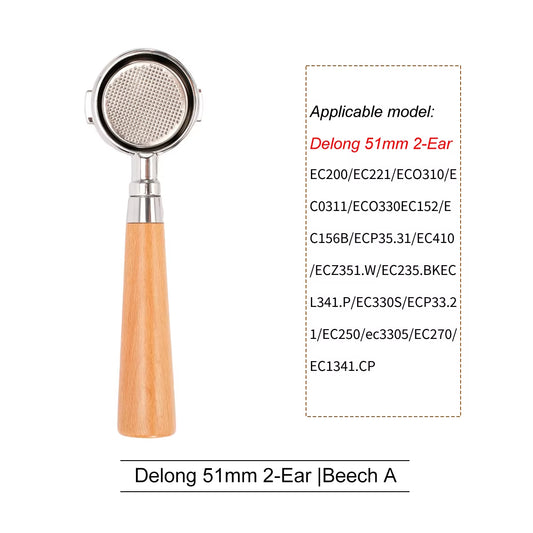 51Mm Coffee Bottomless Portafilter for Delonghi EC680 EC310 Replacement Filter Basket Espresso Machine Handle Cafe Accessories