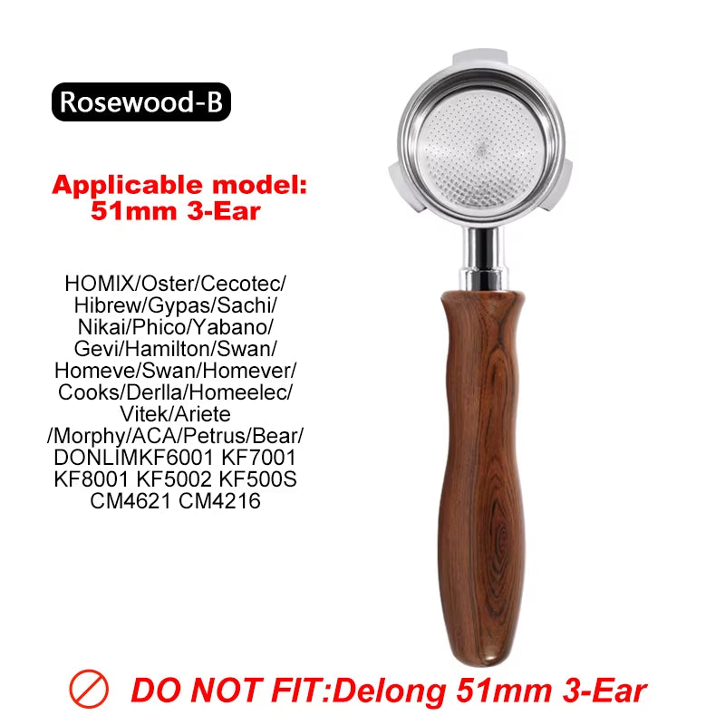 51Mm 3 Ears Bottomless Coffee Portafilter for Homix H11 Oster Cecotec Hibrew Espresso Machine Stainless Steel Coffee Filter Tool