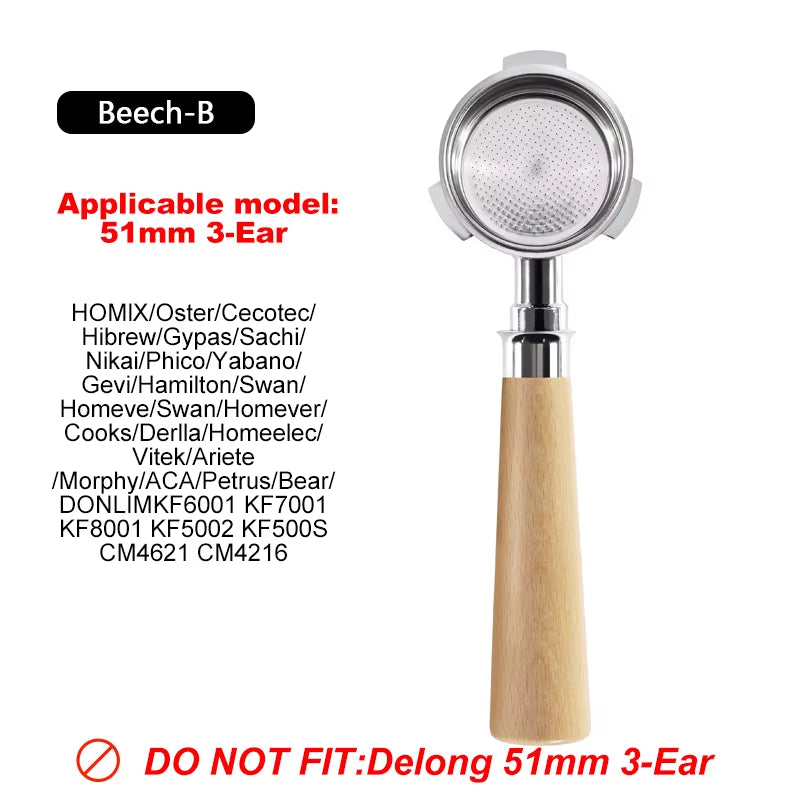51Mm 3 Ears Bottomless Coffee Portafilter for Homix H11 Oster Cecotec Hibrew Espresso Machine Stainless Steel Coffee Filter Tool
