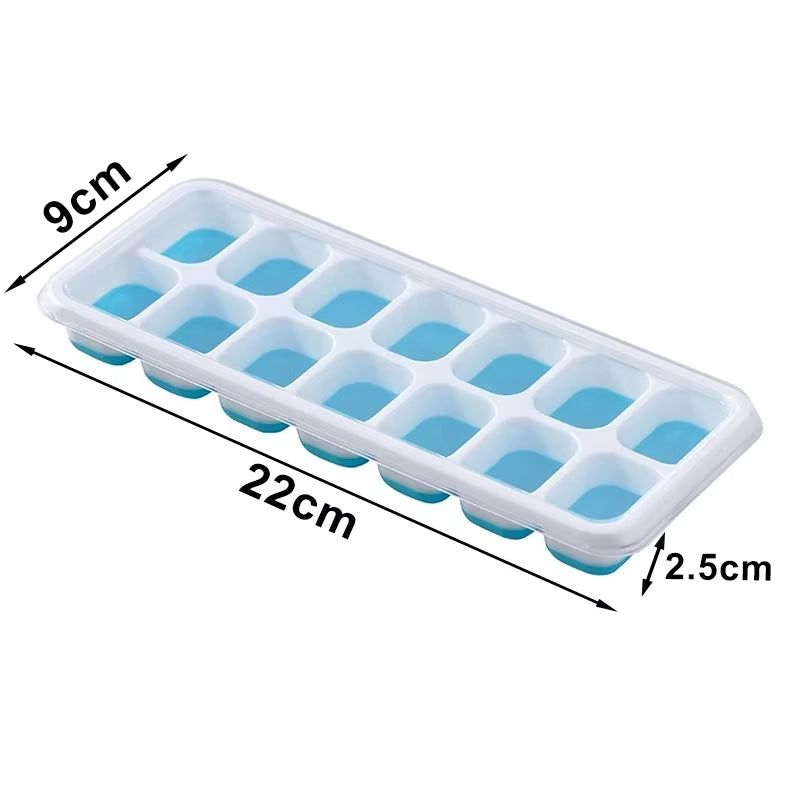 Ice Cube Tray Mold with Lid Silicone Square 14 Cube Easy Release Ice Cube Molds Summer Kitchen Bar DIY Iced Cocktail Freeze Tool
