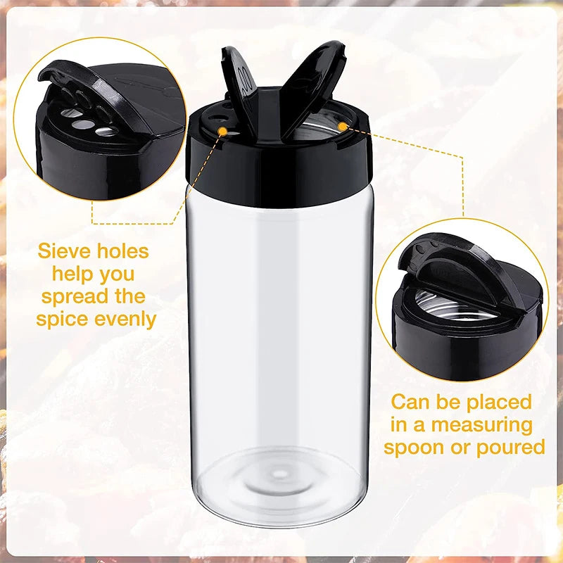 Clear Plastic Spice Jar with Shaker Lids Kitchen Seasoning Containers for Kitchen Storing Spice Powders JT198