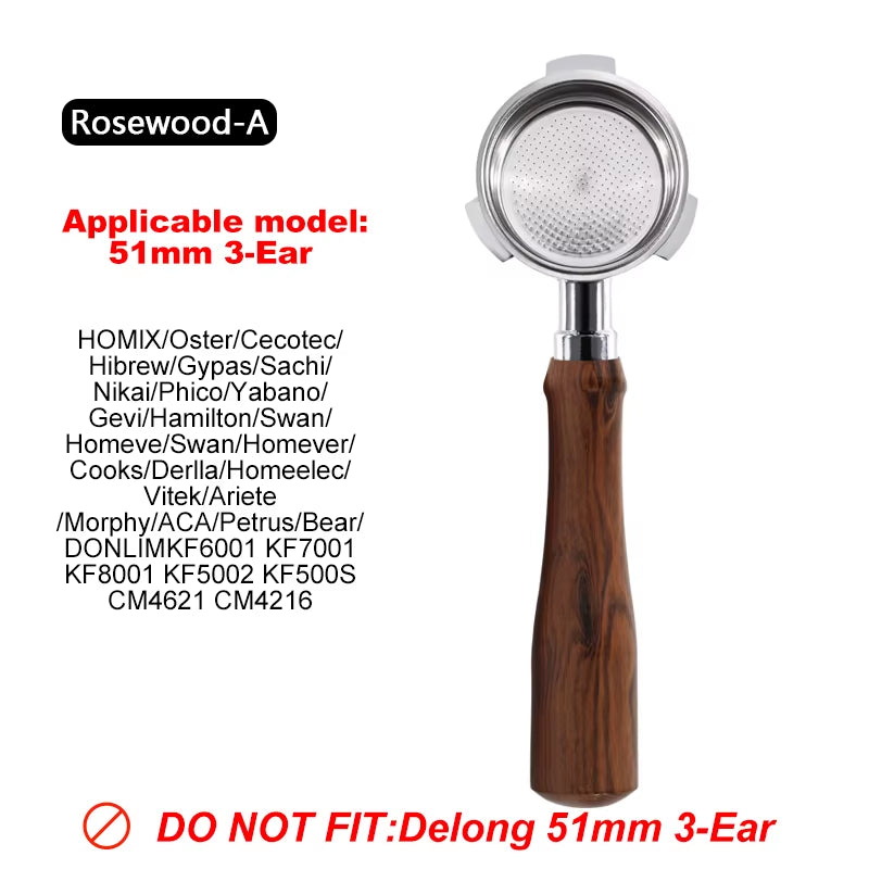 51Mm 3 Ears Bottomless Coffee Portafilter for Homix H11 Oster Cecotec Hibrew Espresso Machine Stainless Steel Coffee Filter Tool