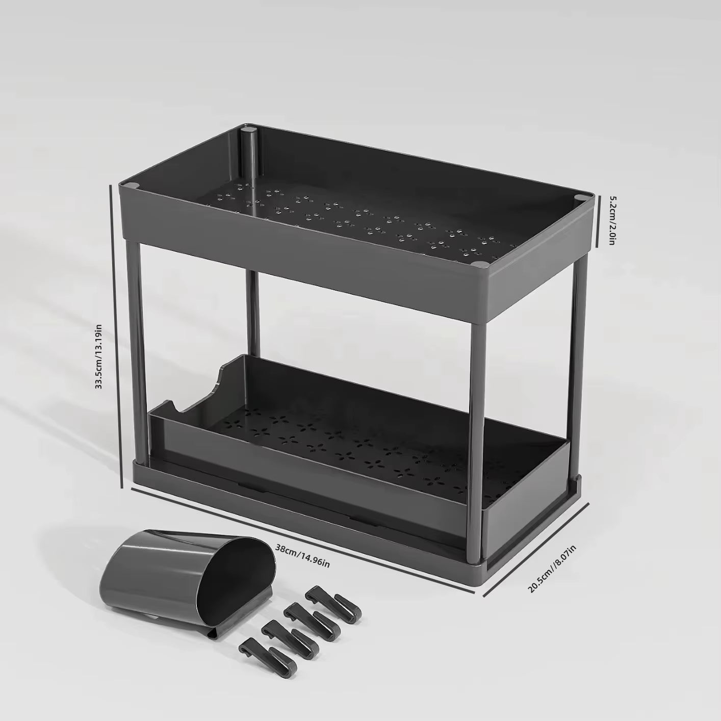 Under-Sink Pull-Out Storage Organizer: Slim Slide-Out Shelf for Kitchen Cabinets | Multi-Functional Space Saver Storage Rack