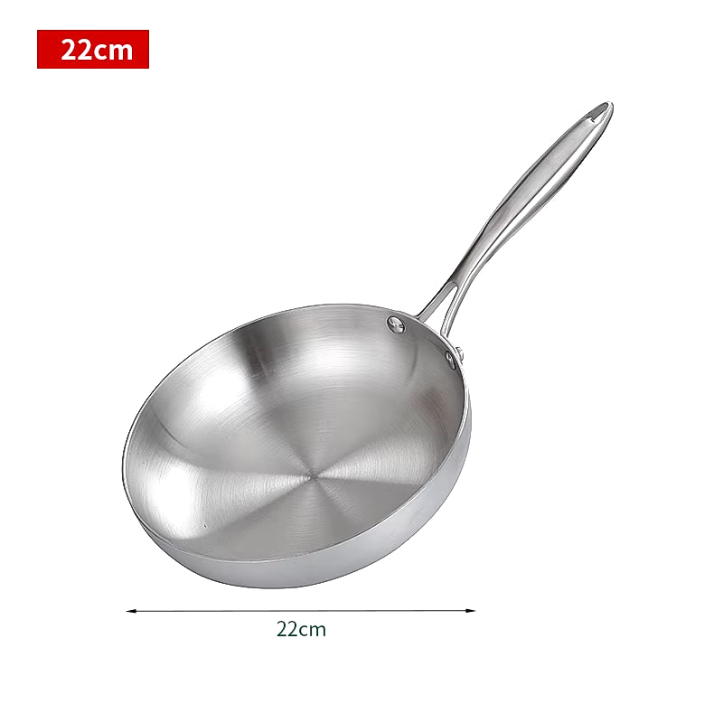 304 Stainless Steel Frying Pan, Nonstick Pan Fried Steak Pot Uncoated Kitchen Cookware for Gas Stove and Induction Cooker