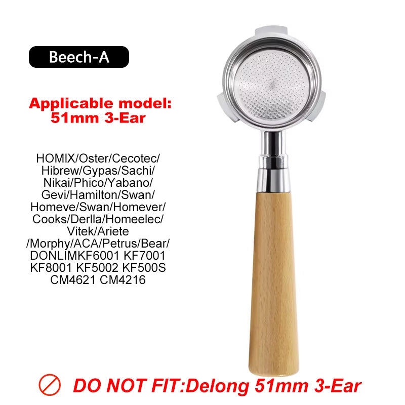 51Mm 3 Ears Bottomless Coffee Portafilter for Homix H11 Oster Cecotec Hibrew Espresso Machine Stainless Steel Coffee Filter Tool