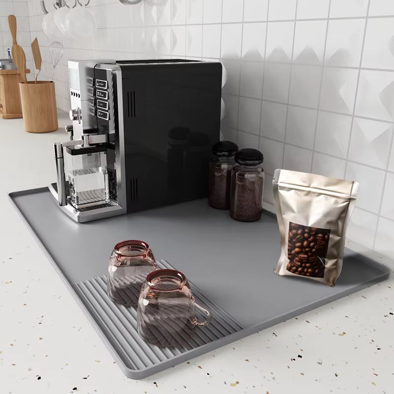 3-In-1 Silicone Coffee Mat Multi-Functional Non-Slip Bar Mat for Countertops for Mess-Free Coffee Station Setup Essential Coffee