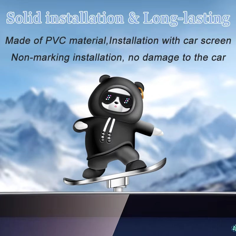 Decorative Skateboarding Bear for Car Dashboard