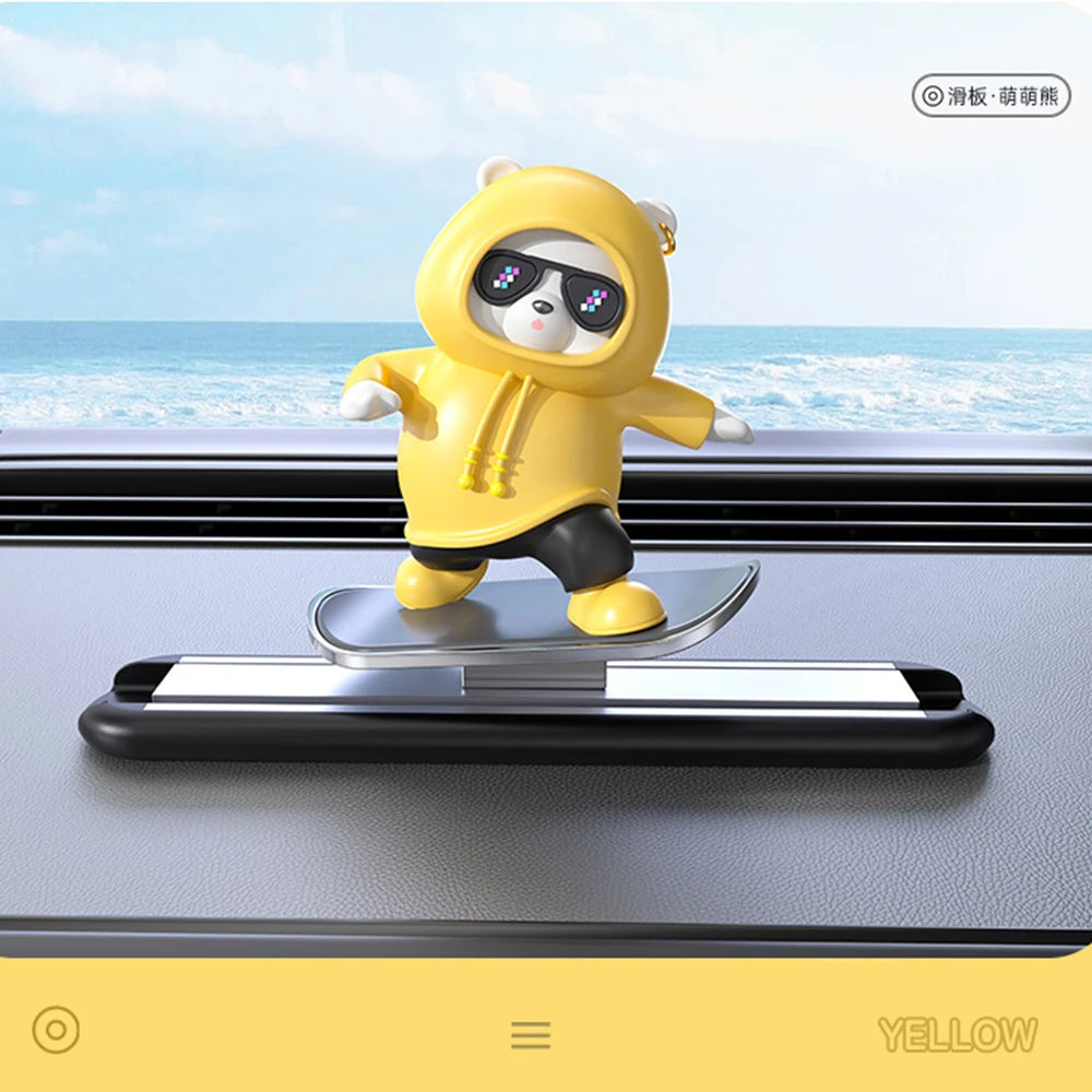 Decorative Skateboarding Bear for Car Dashboard