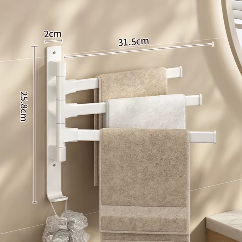 Bathroom Towel Rack Rotatable Towel Holder Space Aluminum 2/3/4/5-Bar Towel Hanger Kitchen Shelf Paper Hanging Wall Mounted