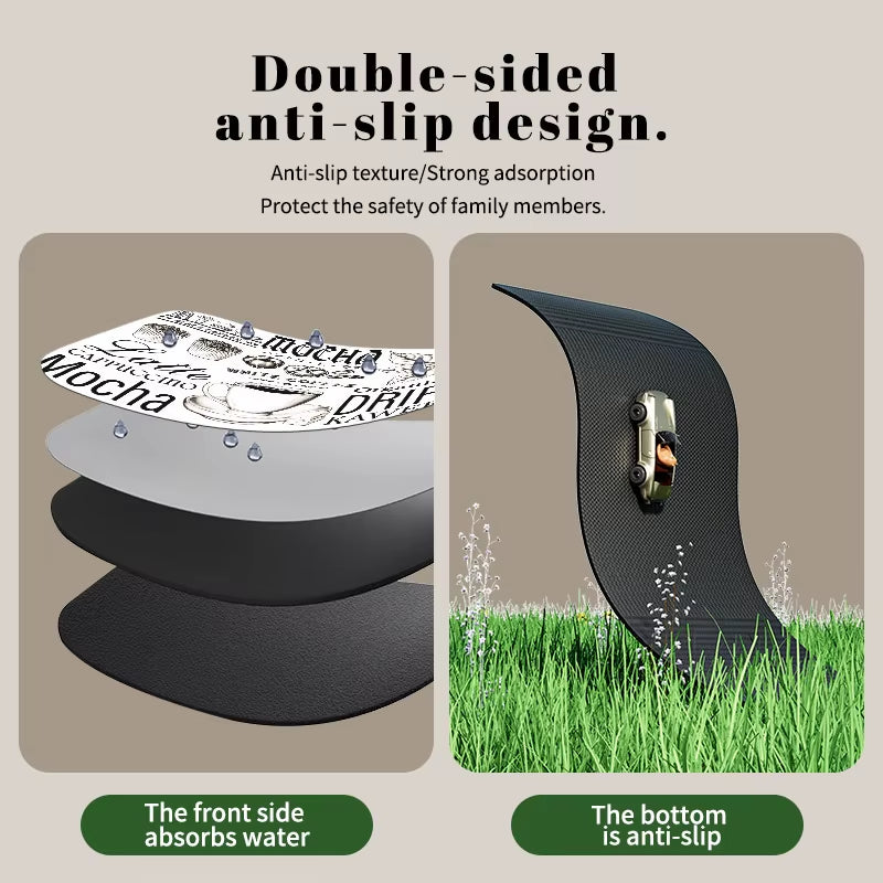 Large Coffee Machine Mat Absorbent Kitchen Dish Drying Mats Quick Dry Drain Pad Tableware Non-Slip Draining Placemat