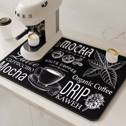 Large Coffee Machine Mat Absorbent Kitchen Dish Drying Mats Quick Dry Drain Pad Tableware Non-Slip Draining Placemat