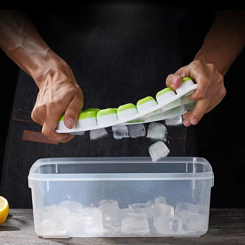 Ice Cube Tray Mold with Lid Silicone Square 14 Cube Easy Release Ice Cube Molds Summer Kitchen Bar DIY Iced Cocktail Freeze Tool