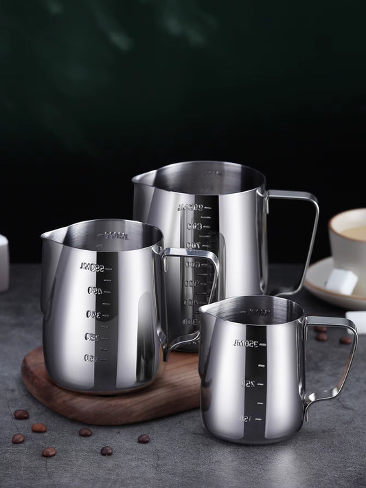 Stainless Steel Milk Frother Jug with Scale Espresso Coffee Milk Frothing for Kitchen Coffee Accessories