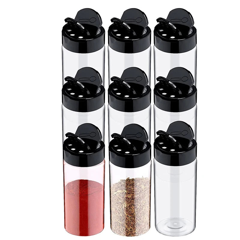 Clear Plastic Spice Jar with Shaker Lids Kitchen Seasoning Containers for Kitchen Storing Spice Powders JT198