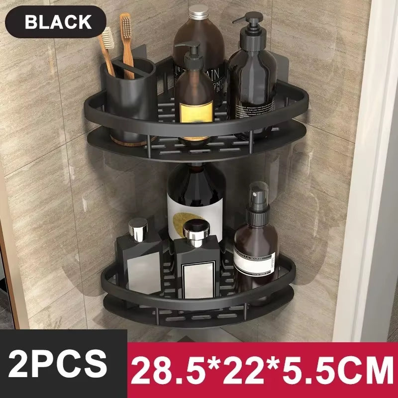 Bathroom Shelf Kitchen Storage Organizer Aluminum Alloy Shampoo Rack Shower Shelf Bathroom Accessories No Drill Shelf