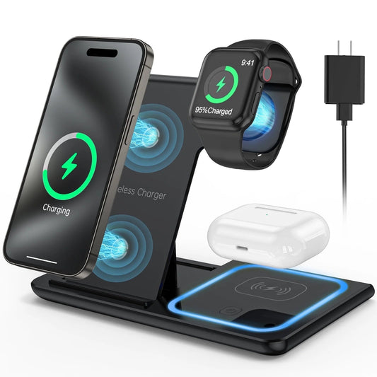 3-in-1 Wireless Charging Station – 18W Fast Charge for iPhone, Apple Watch & AirPods