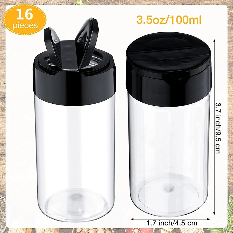 Clear Plastic Spice Jar with Shaker Lids Kitchen Seasoning Containers for Kitchen Storing Spice Powders JT198