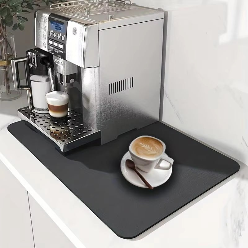 1Pc Coffee Mat Coffee Bar Accessories Absorbent Dish Drying Mat for Kitchen Counter Microfiber Fit under Coffee Machine Coffee
