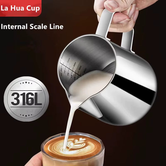 316 Stainless Steel Lahua Cup 350/600/1000Ml Milk Jugs Milk Craft Milk Pitcher Coffee Latte Cup Frothing Art Jug Pitcher Mug Cup